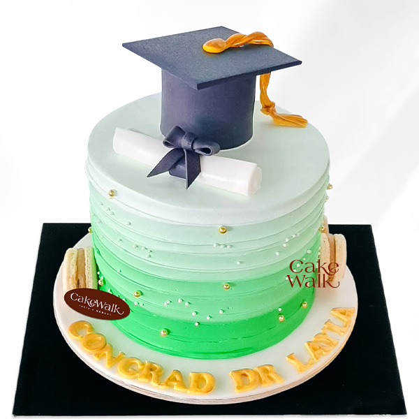 Ombre Green Graduation Cake