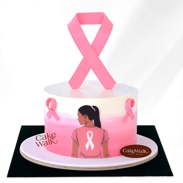 Breast Cancer Pink Ribbon Cake