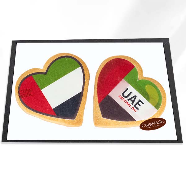 UAE Flag Heart Shape Cookies