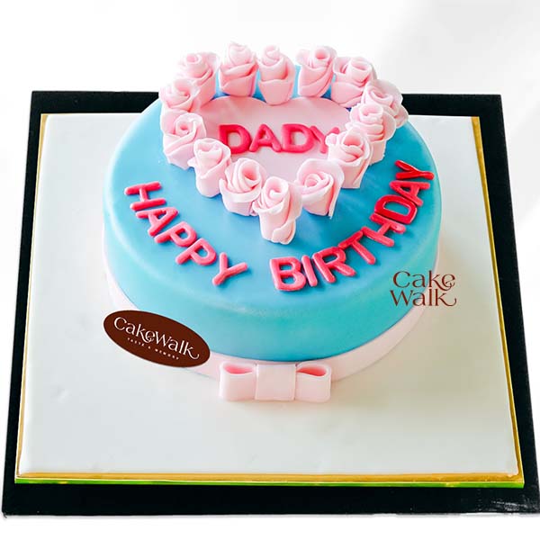Pink Flower Fondant Cake-Father Day Cake