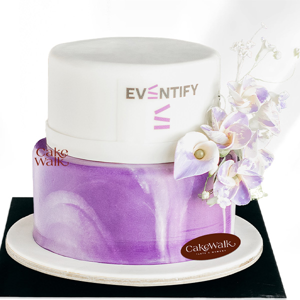 Purple Marble Floral Fondant Cake