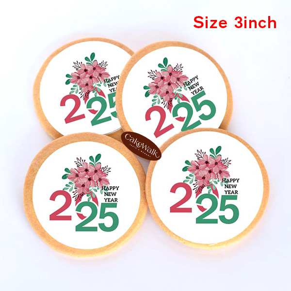 Happy New Year Floral Printed Cookies