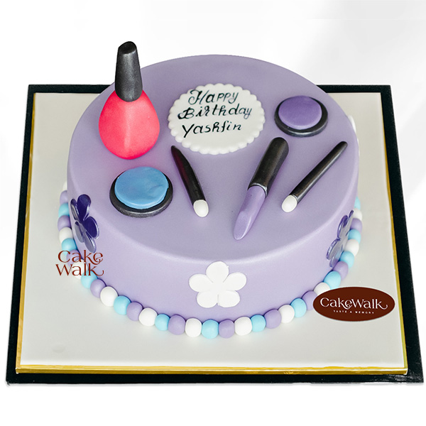Purple Makeup Theme Cake