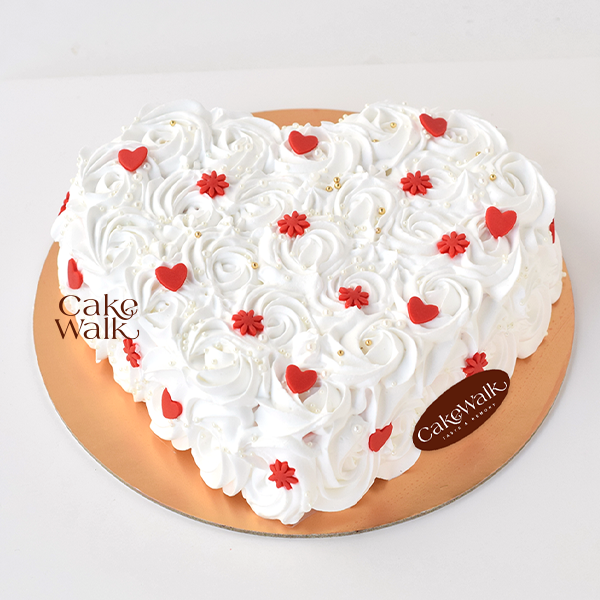 White Floral Heart Cake