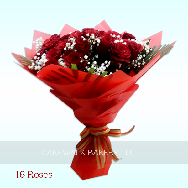 Red Rose Flower Bouquet - 16Roses