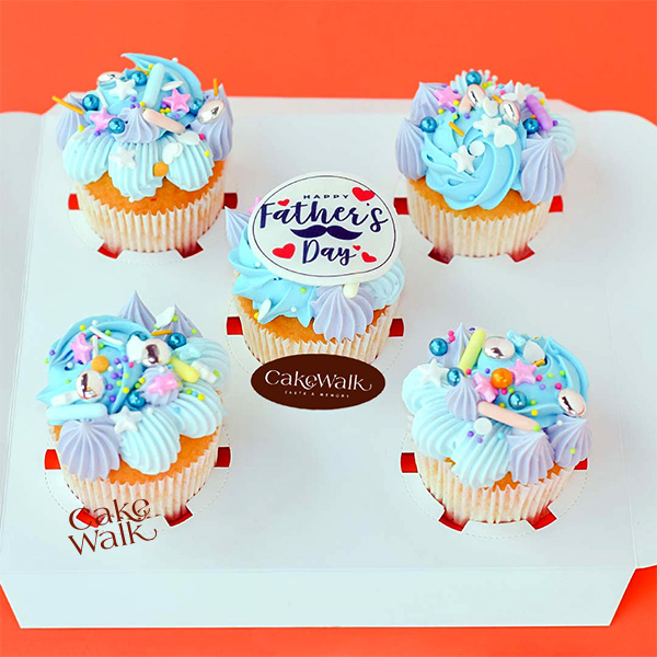 Father Day Cream Floral Cupcakes